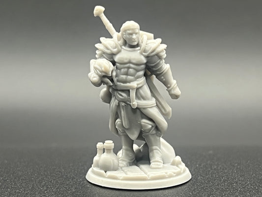 Human Male Paladin Character Figure Fantasy Tabletop Game Dungeons and Dragons 3D Resin Printed Unpainted