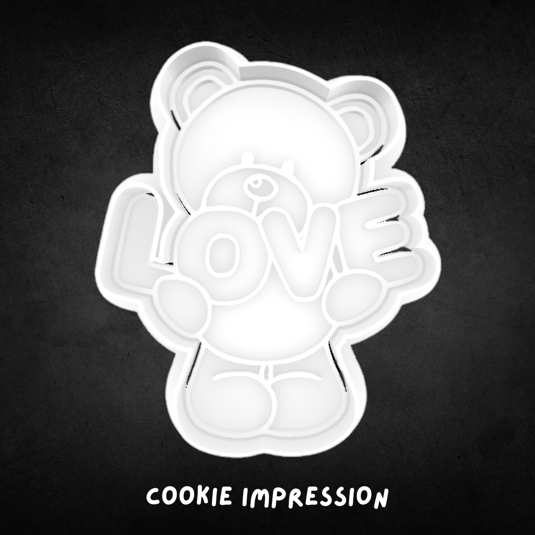Valentines Love Bear Cookie Cutter and Stamp