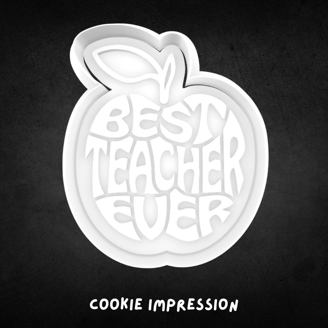 Best Teacher Ever Apple Cookie Cutter and Stamp