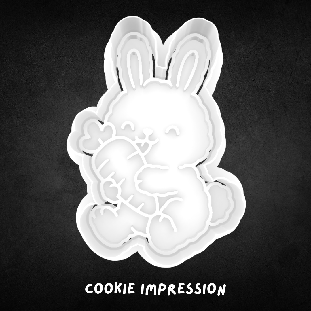 Bunny with Carrot Cookie Cutter and Stamp