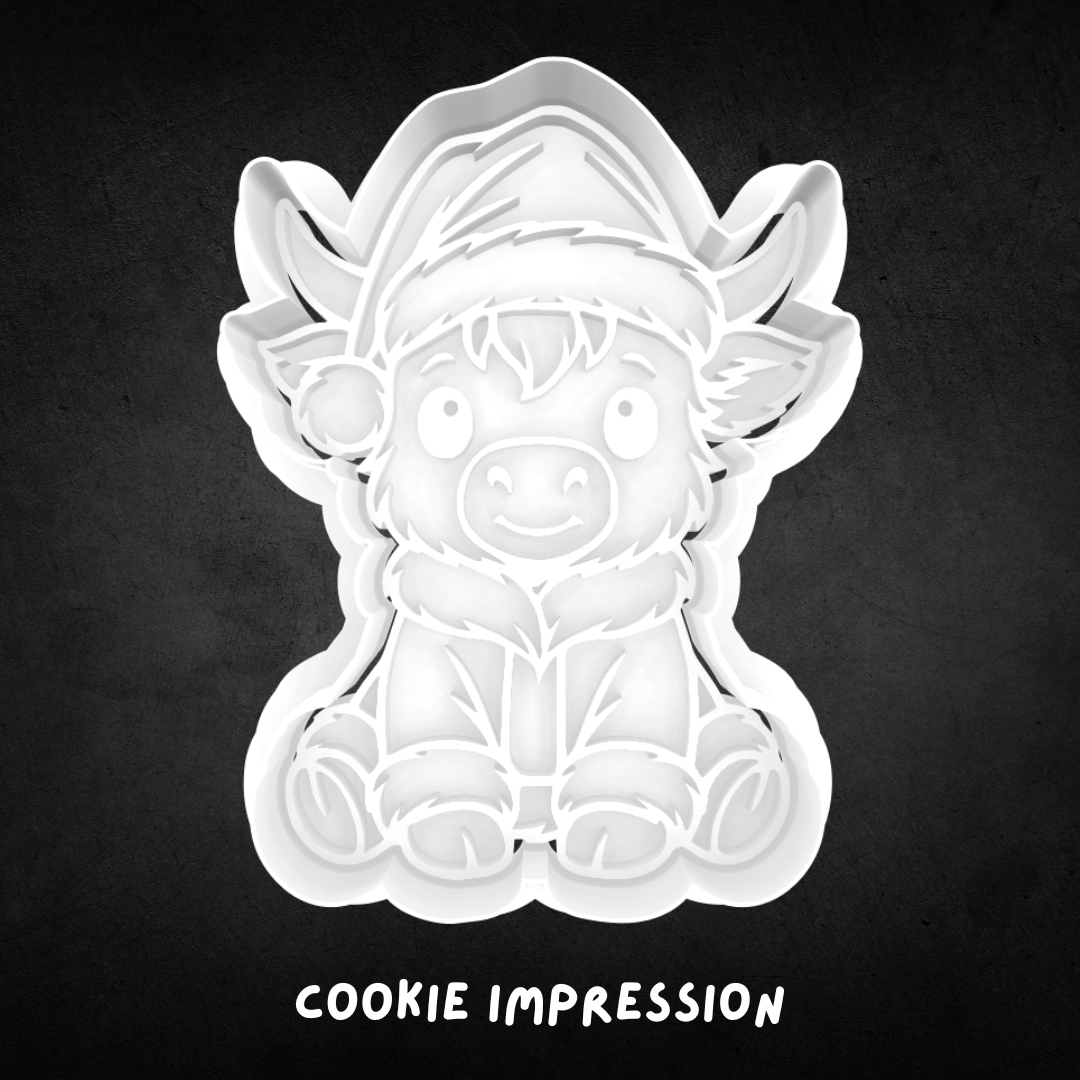 Christmas Highland Cow Cookie Cutter and Stamp