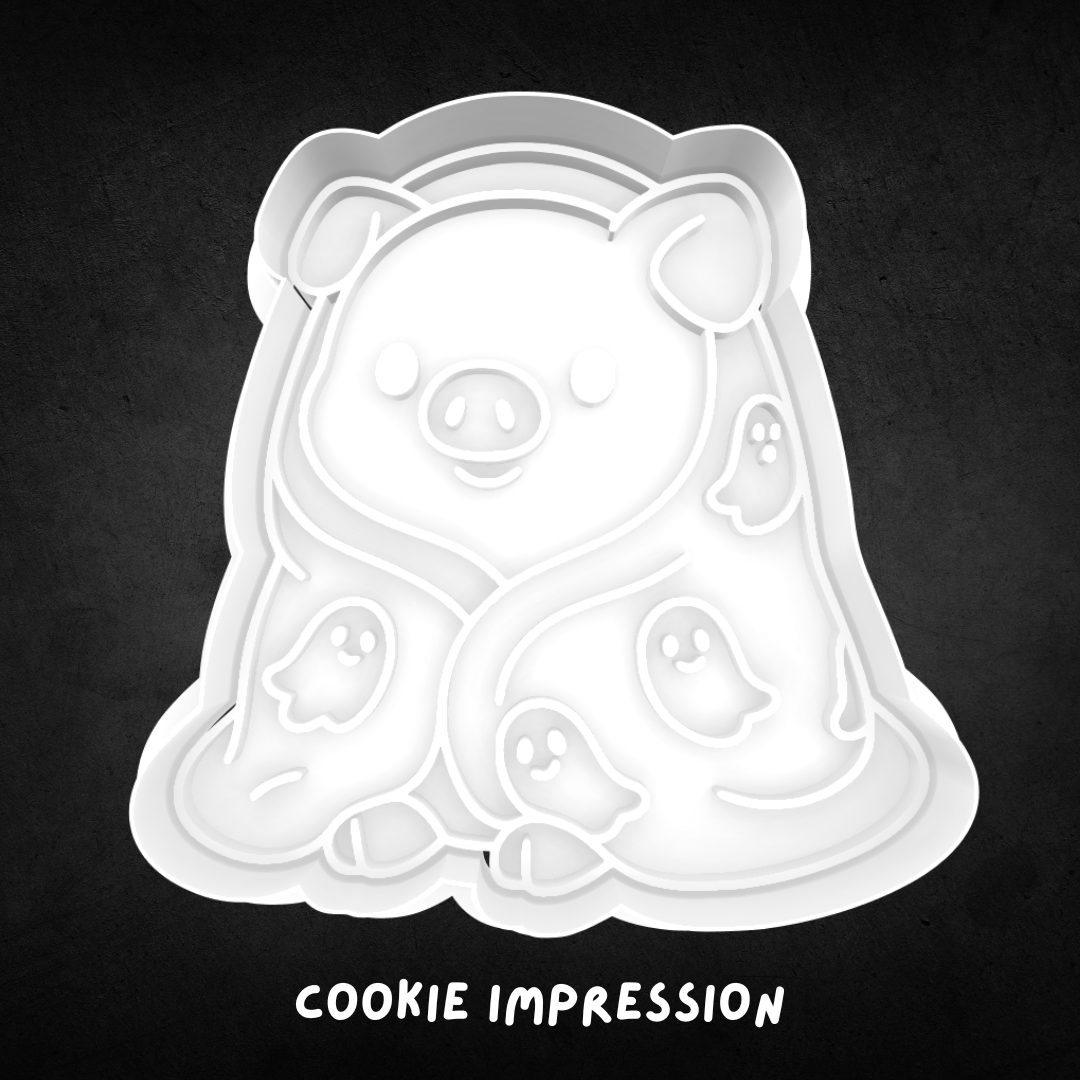 Cute Halloween Pig Cookie Cutter and Stamp