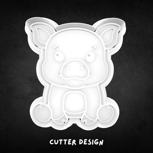 Sitting Pig Cookie Cutter and Stamp