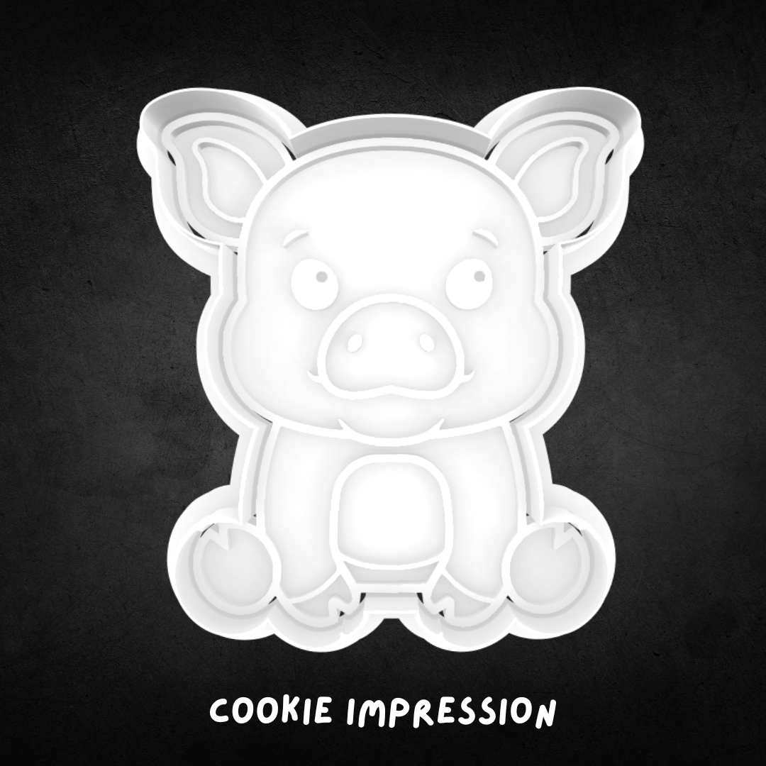 Sitting Pig Cookie Cutter and Stamp