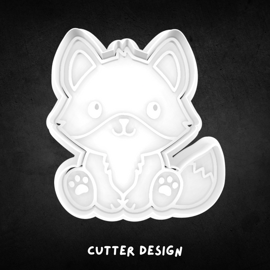 Cute Sitting Fox Cookie Cutter and Stamp