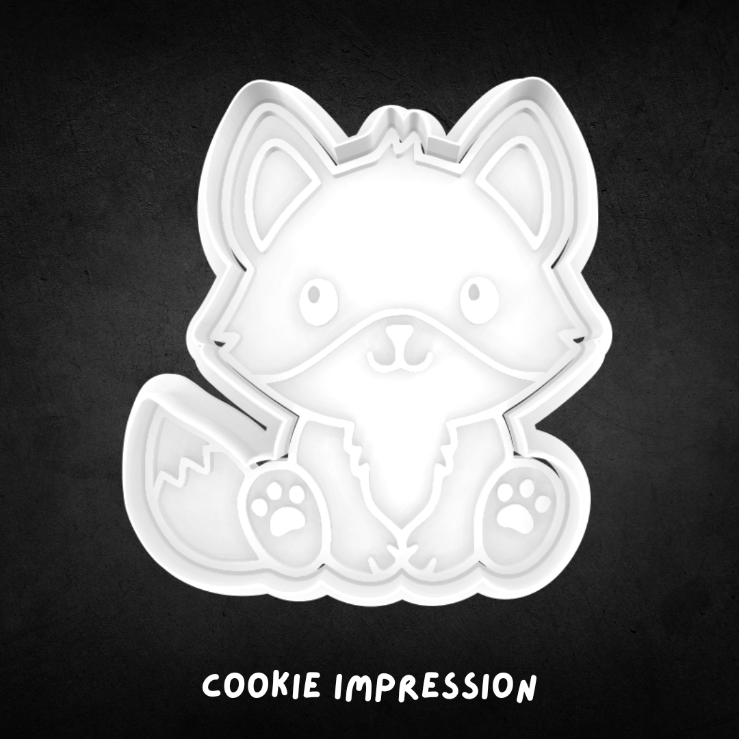 Cute Sitting Fox Cookie Cutter and Stamp