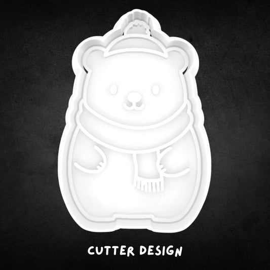 Cute Christmas Polar Bear Cookie Cutter and Stamp