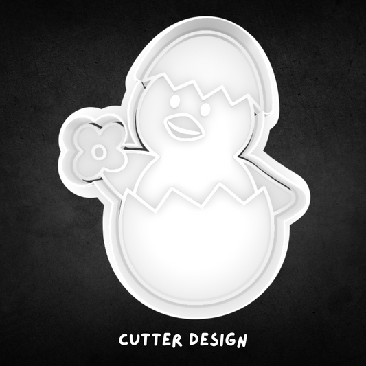Easter Hatching Chick with Flower Cookie Cutter and Stamp
