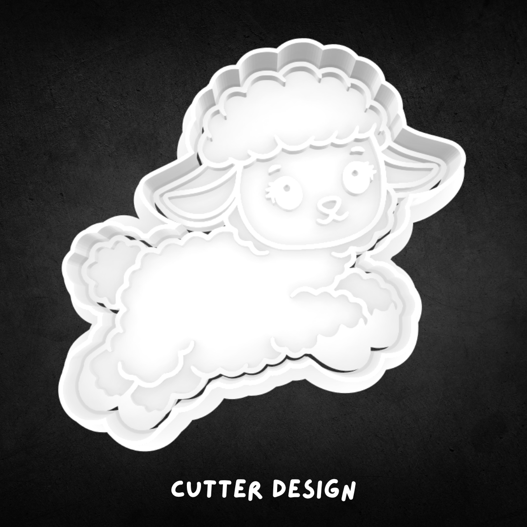 Jumping Lamb Cookie Cutter and Stamp