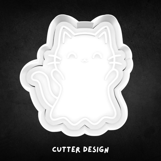 Halloween Ghost Cat Cookie Cutter and Stamp