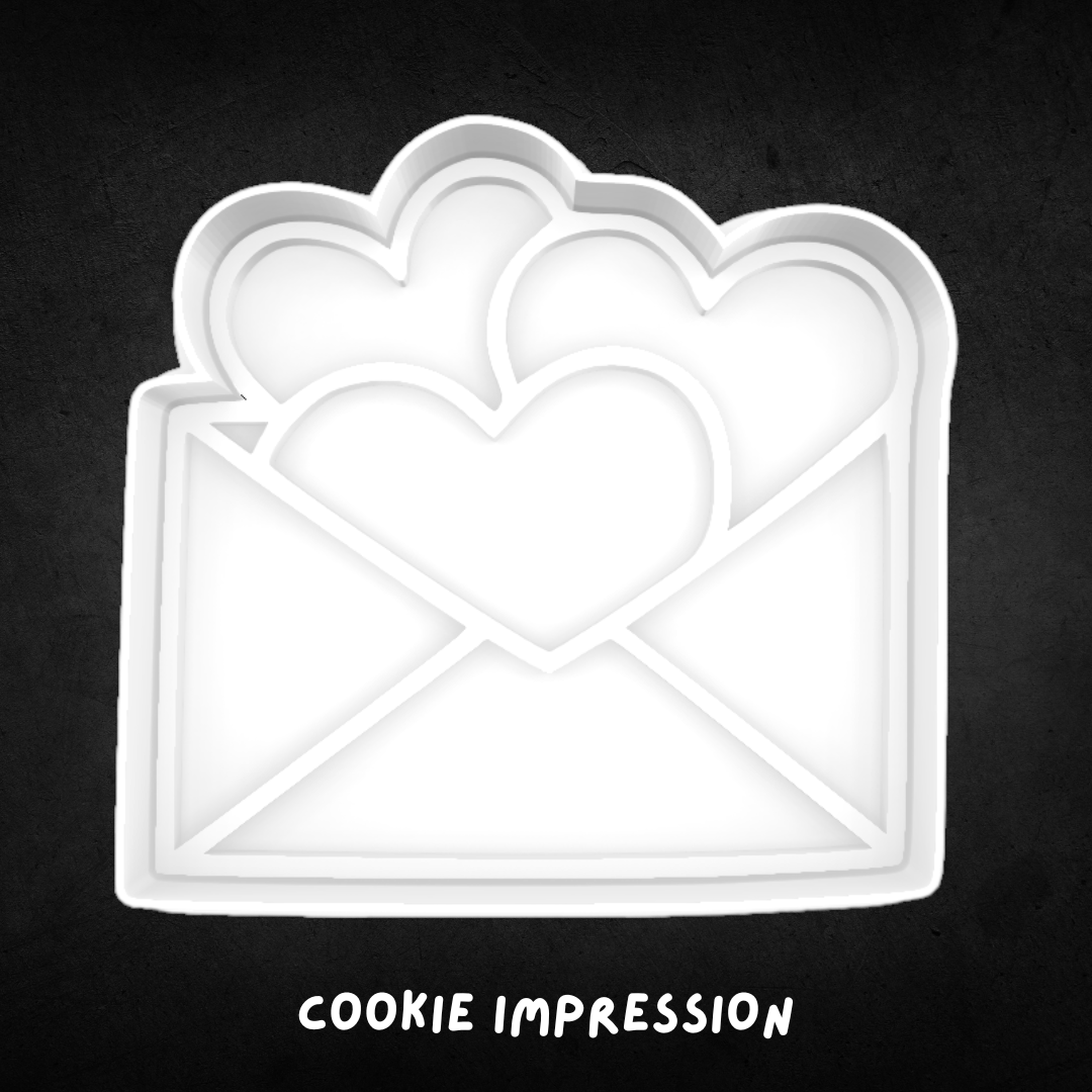Heart Filled Envelope Cookie Cutter and Stamp