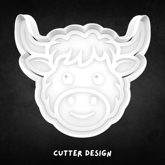 Highland Cow Face Cookie Cutter and Stamp