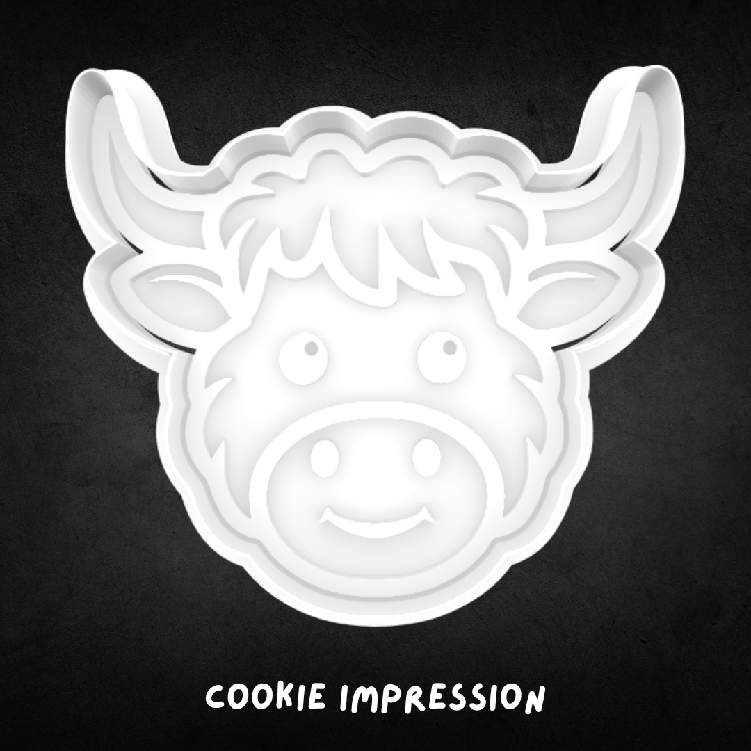 Highland Cow Face Cookie Cutter and Stamp