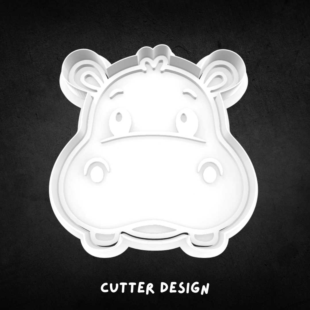 Hippo Face Cookie Cutter and Stamp