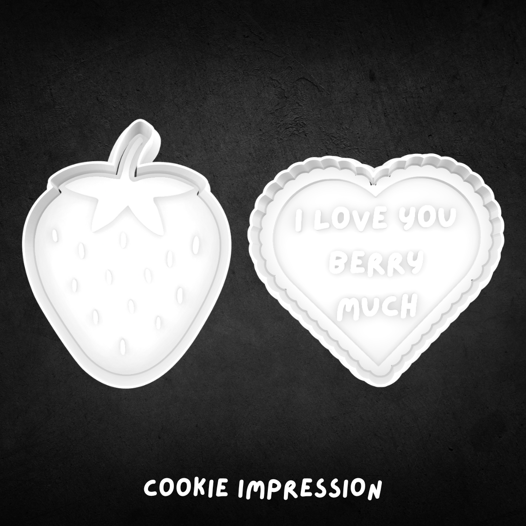 Love you Berry Much (Set of 2) Cookie Cutter and Stamp