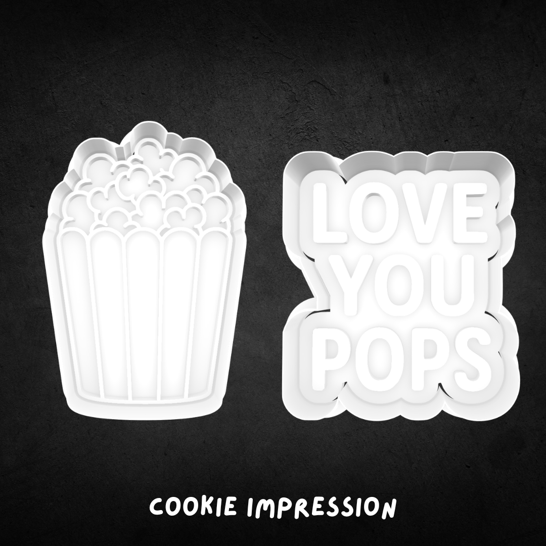 Fathers Day 'LOVE YOU POPS' (Set of 2) Cookie Cutter and Stamp