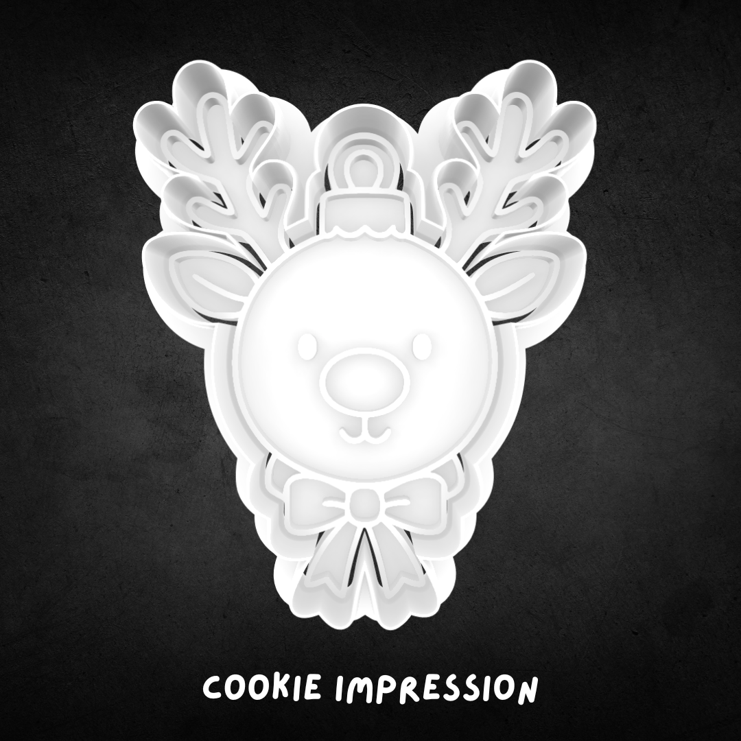 Reindeer Bauble Cookie Cutter and Stamp