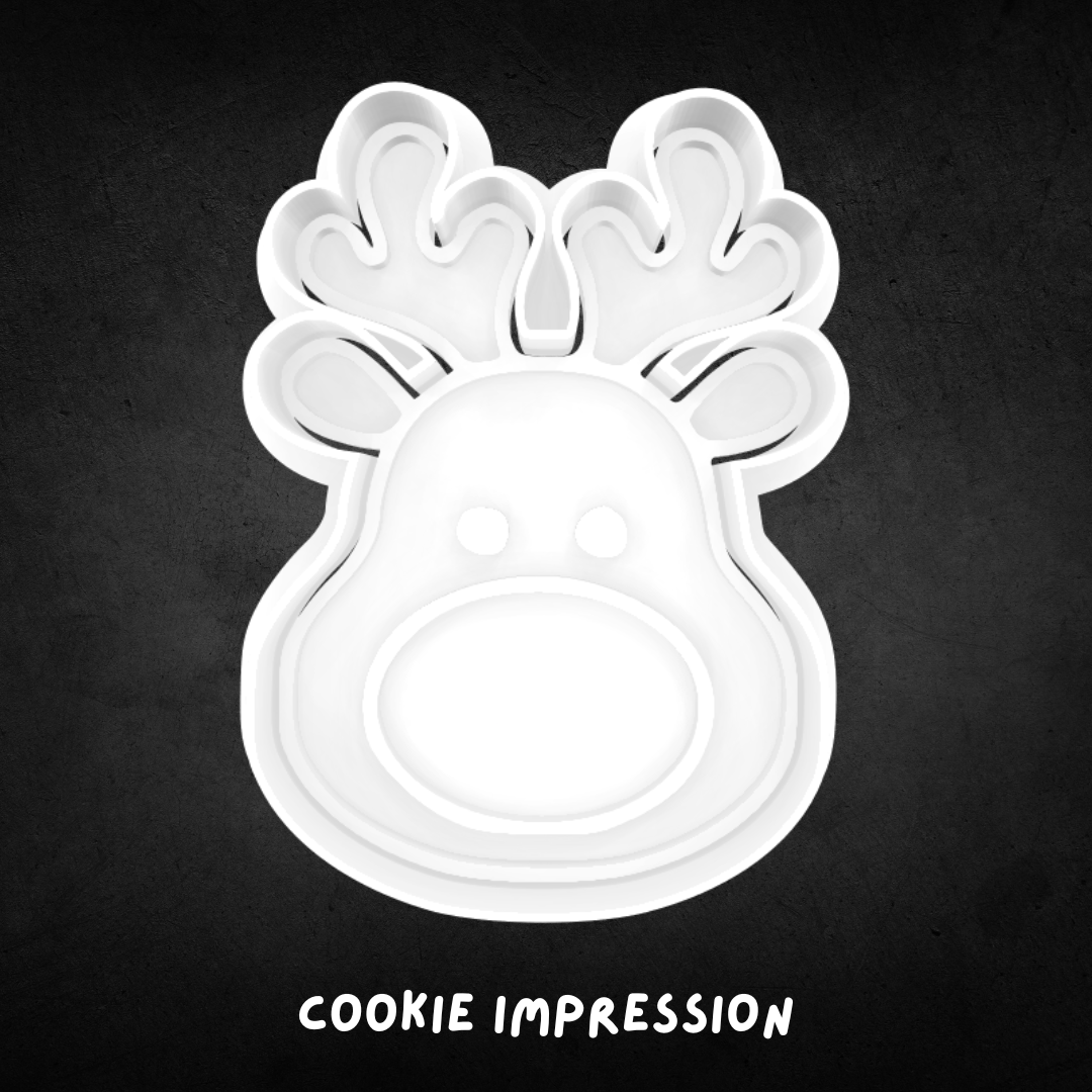 Christmas Reindeer Face Cookie Cutter and Stamp