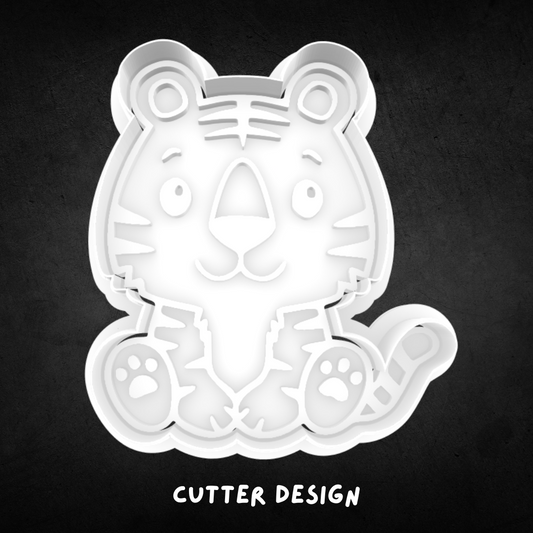 Tiger Sitting Cookie Cutter and Stamp