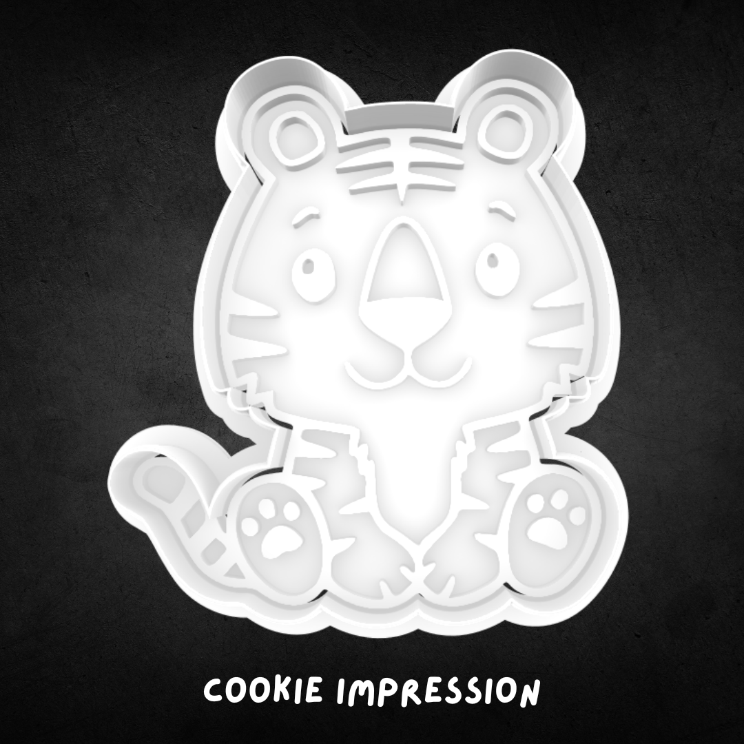 Tiger Sitting Cookie Cutter and Stamp