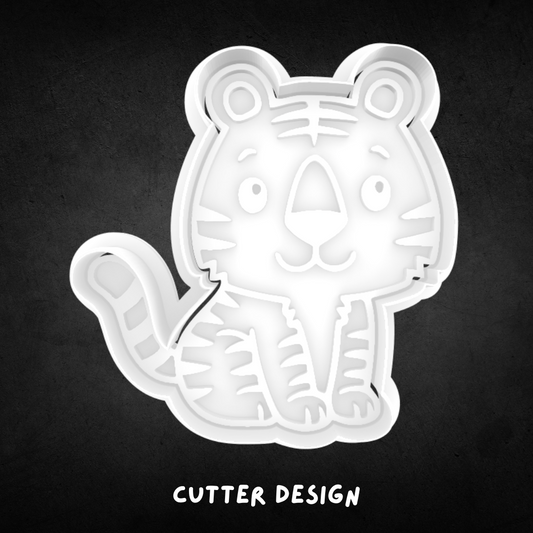 Cute Tiger Sitting Cookie Cutter and Stamp