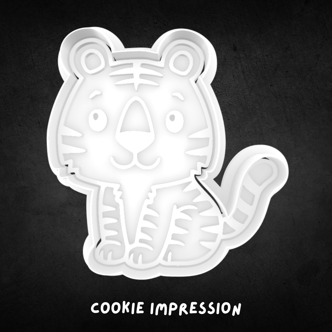 Cute Tiger Sitting Cookie Cutter and Stamp