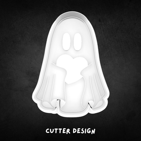 Ghost Holding Heart Cookie Cutter and Stamp