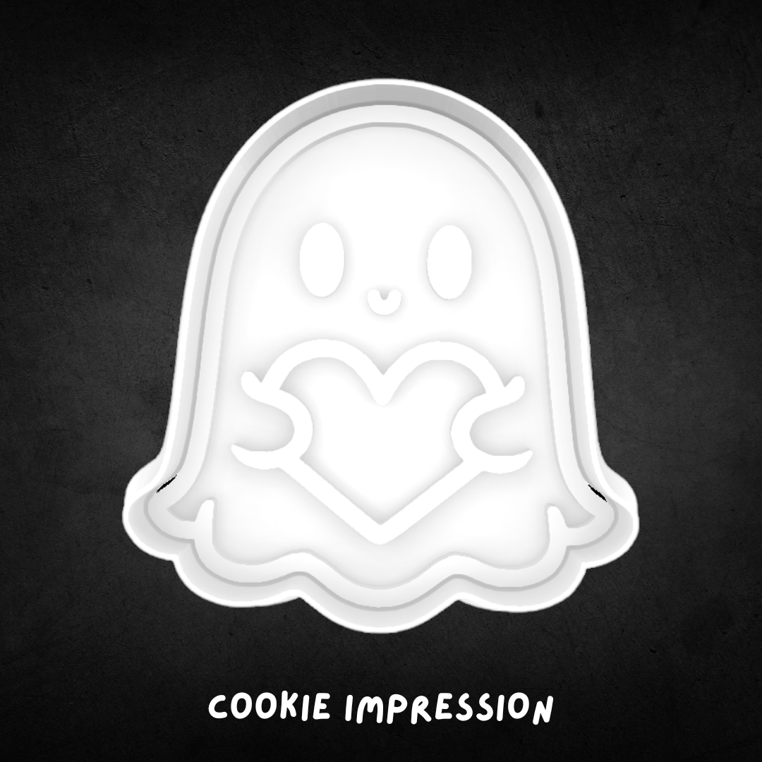 Heart Ghost Cookie Cutter and Stamp