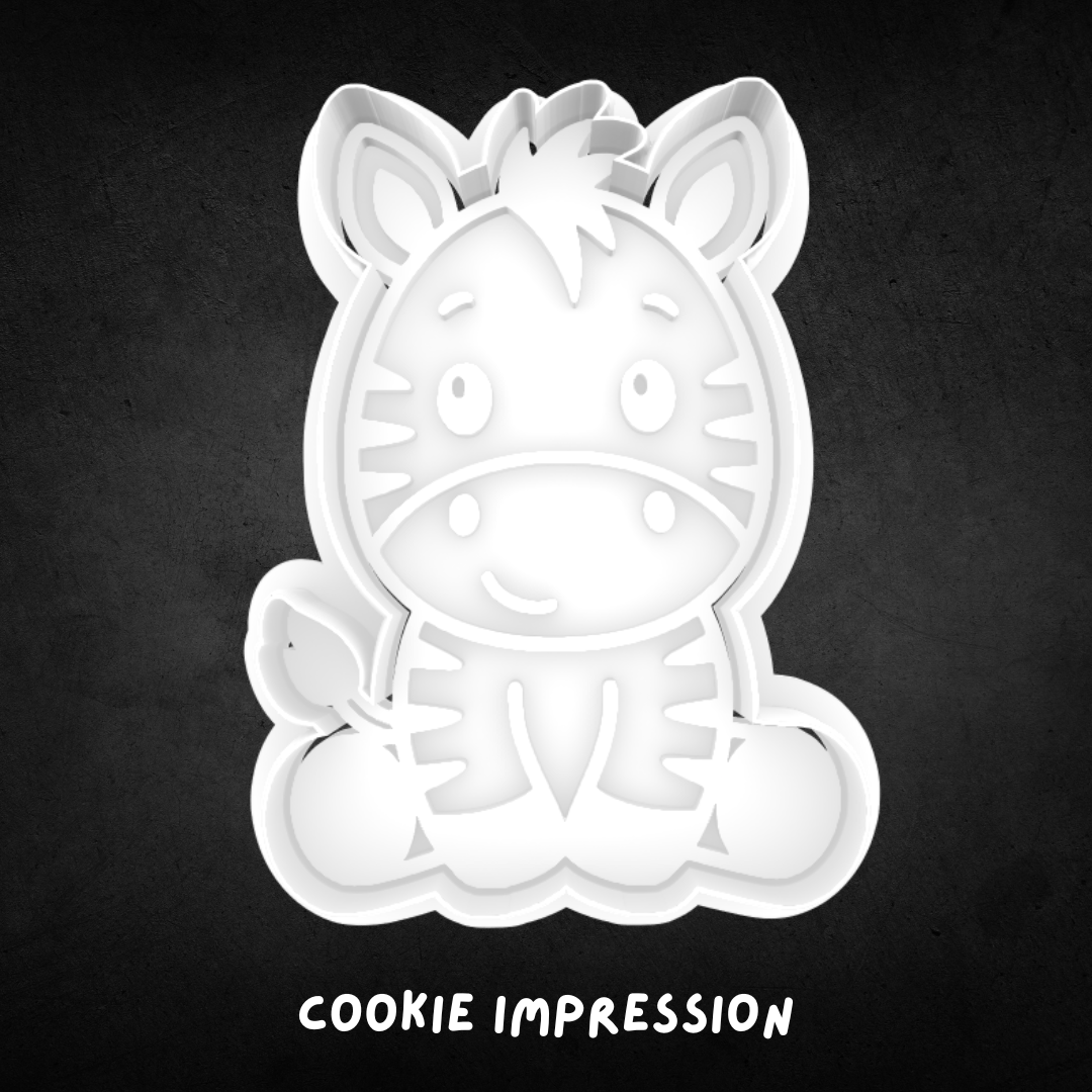 Zebra Sitting Cookie Cutter and Stamp