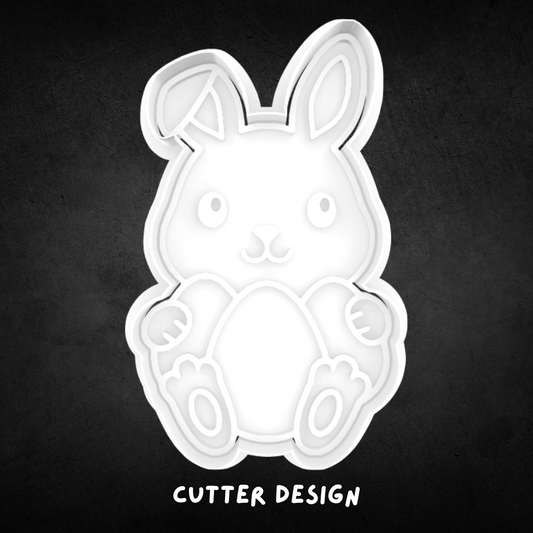 Easter Bunny with Eggs Cookie Cutter and Stamp