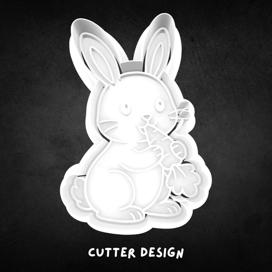 Bunny Eating Carrot Cookie Cutter and Stamp