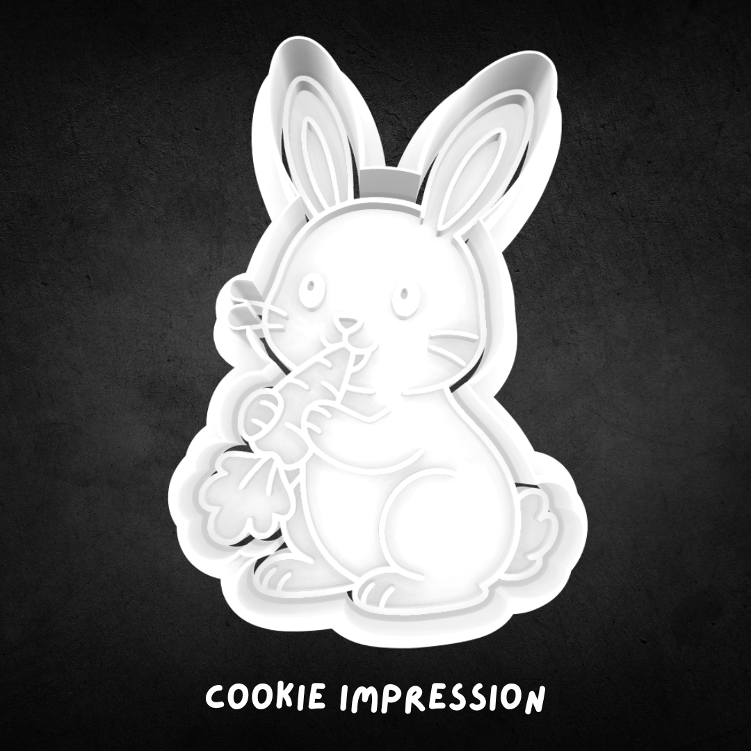 Bunny Eating Carrot Cookie Cutter and Stamp