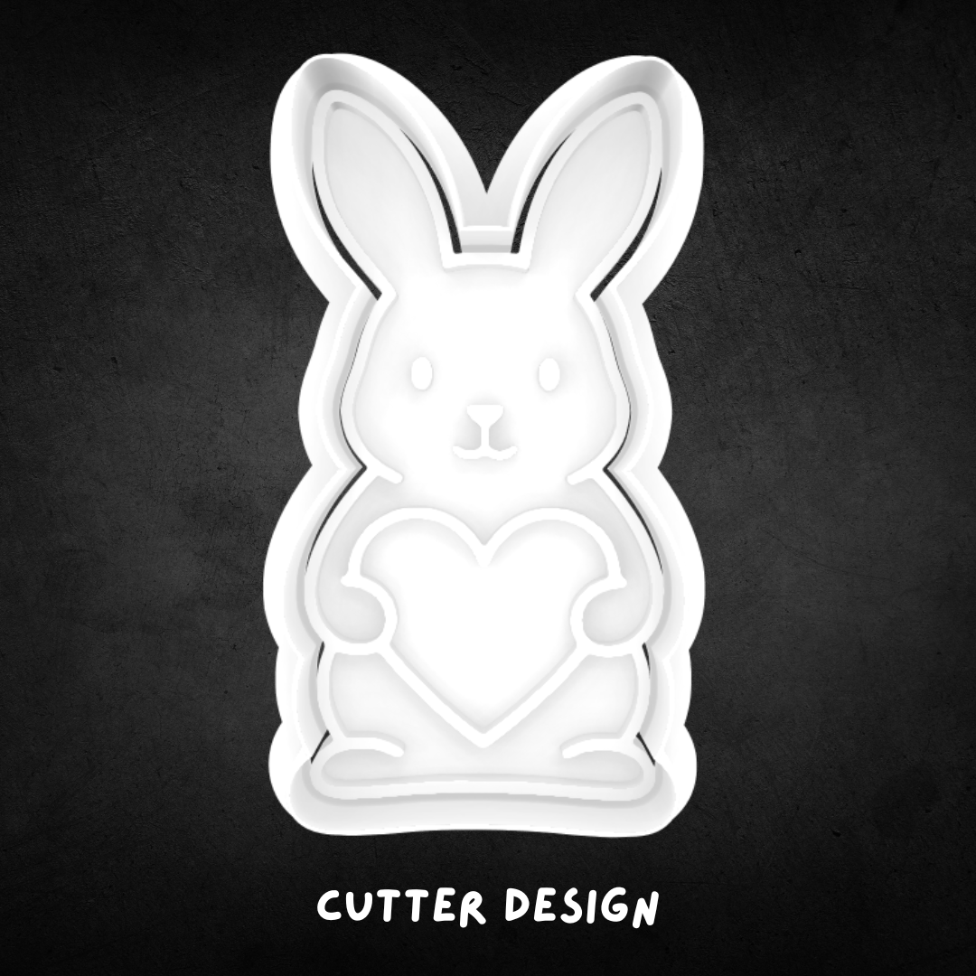 Bunny with Heart Cookie Cutter and Stamp