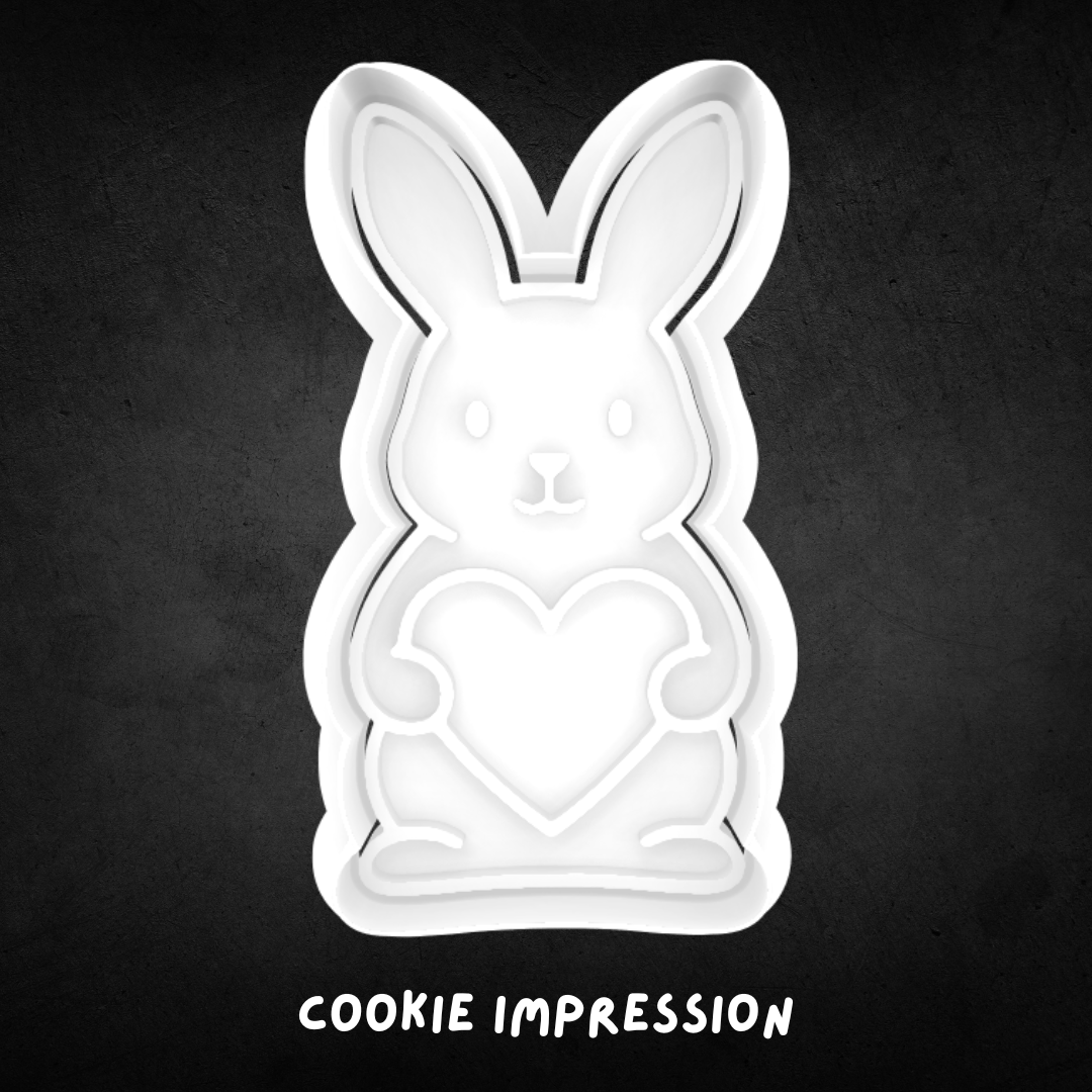 Bunny with Heart Cookie Cutter and Stamp
