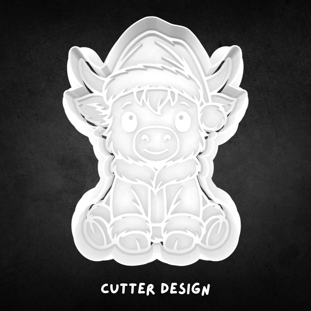 Christmas Highland Cow Cookie Cutter and Stamp