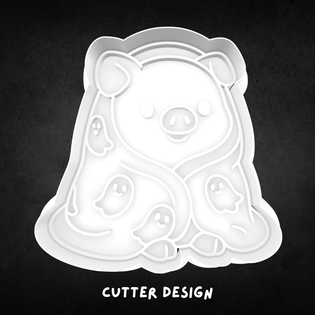 Cute Halloween Pig Cookie Cutter and Stamp