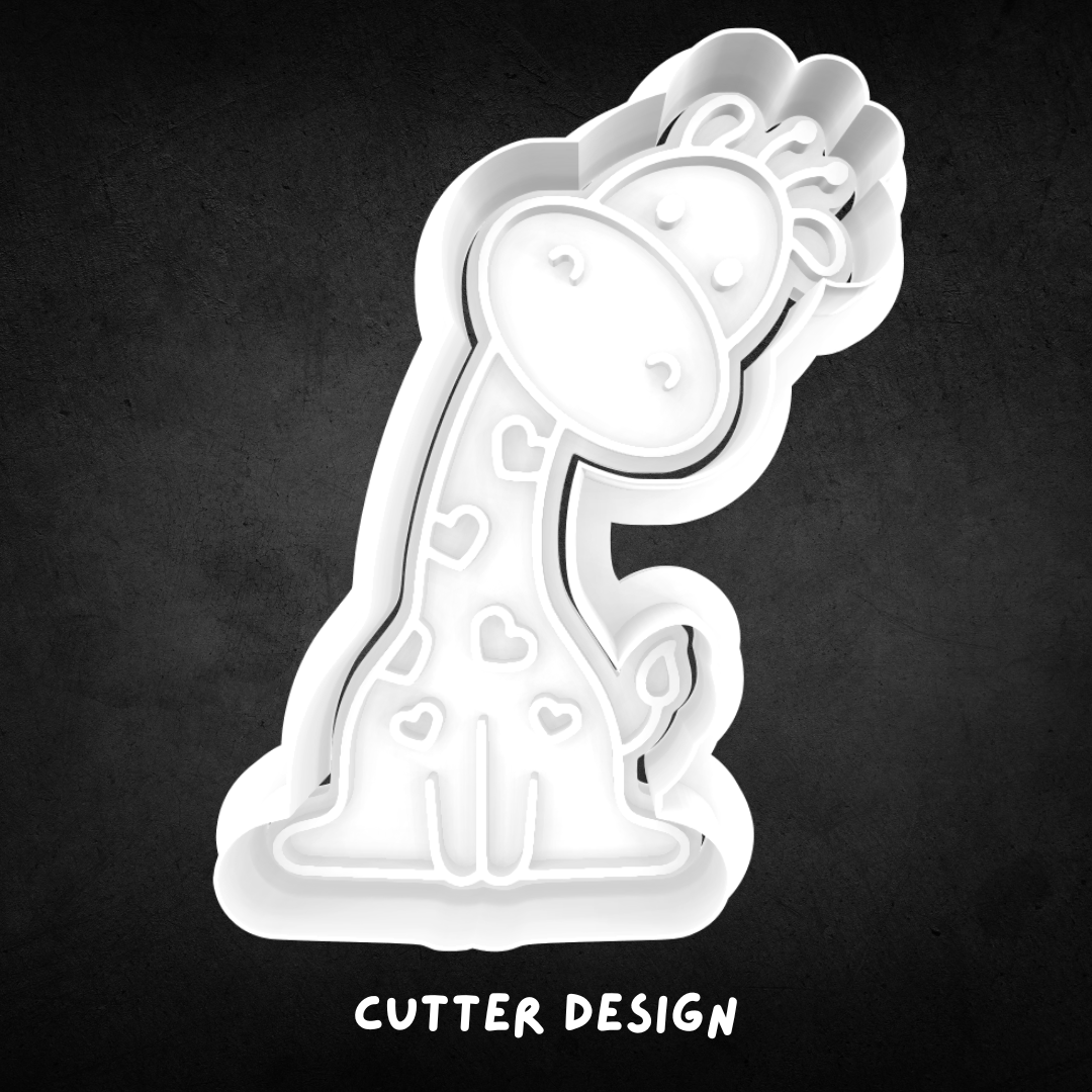 Cute Heart Giraffe Cookie Cutter and Stamp