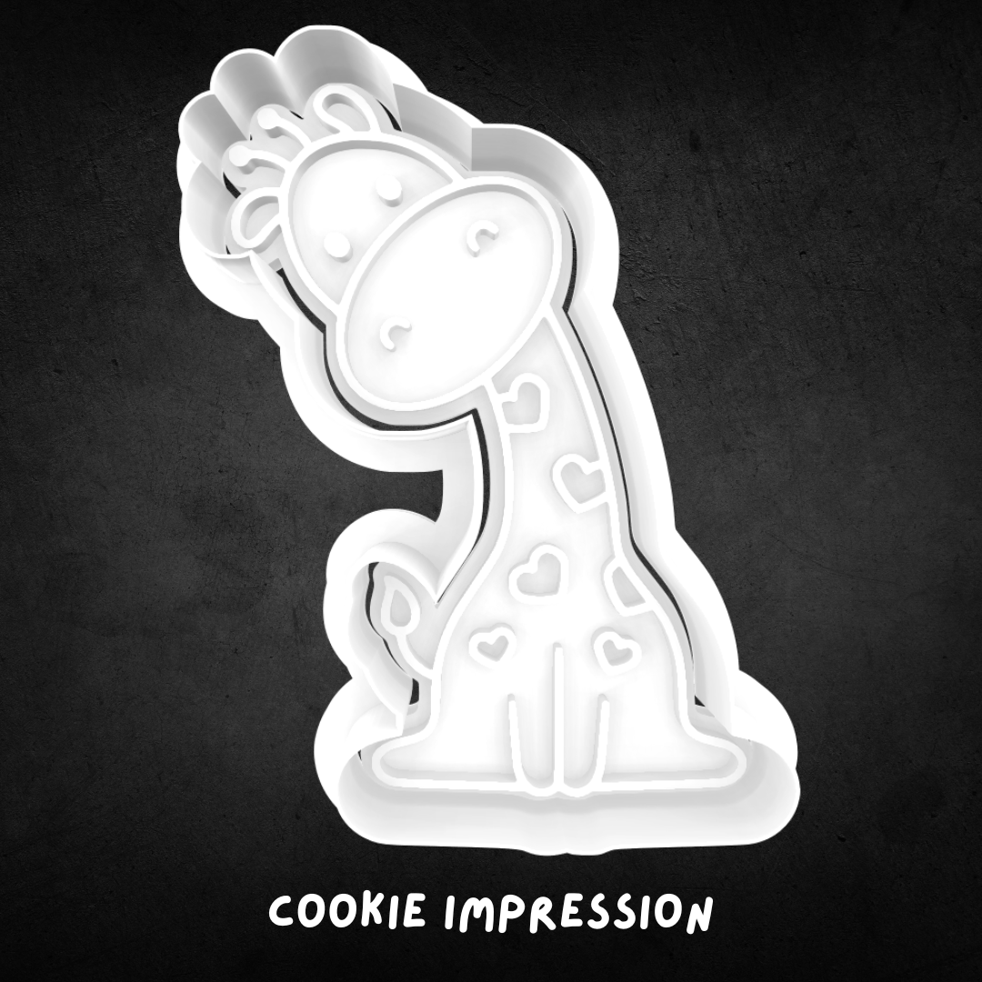 Cute Heart Giraffe Cookie Cutter and Stamp