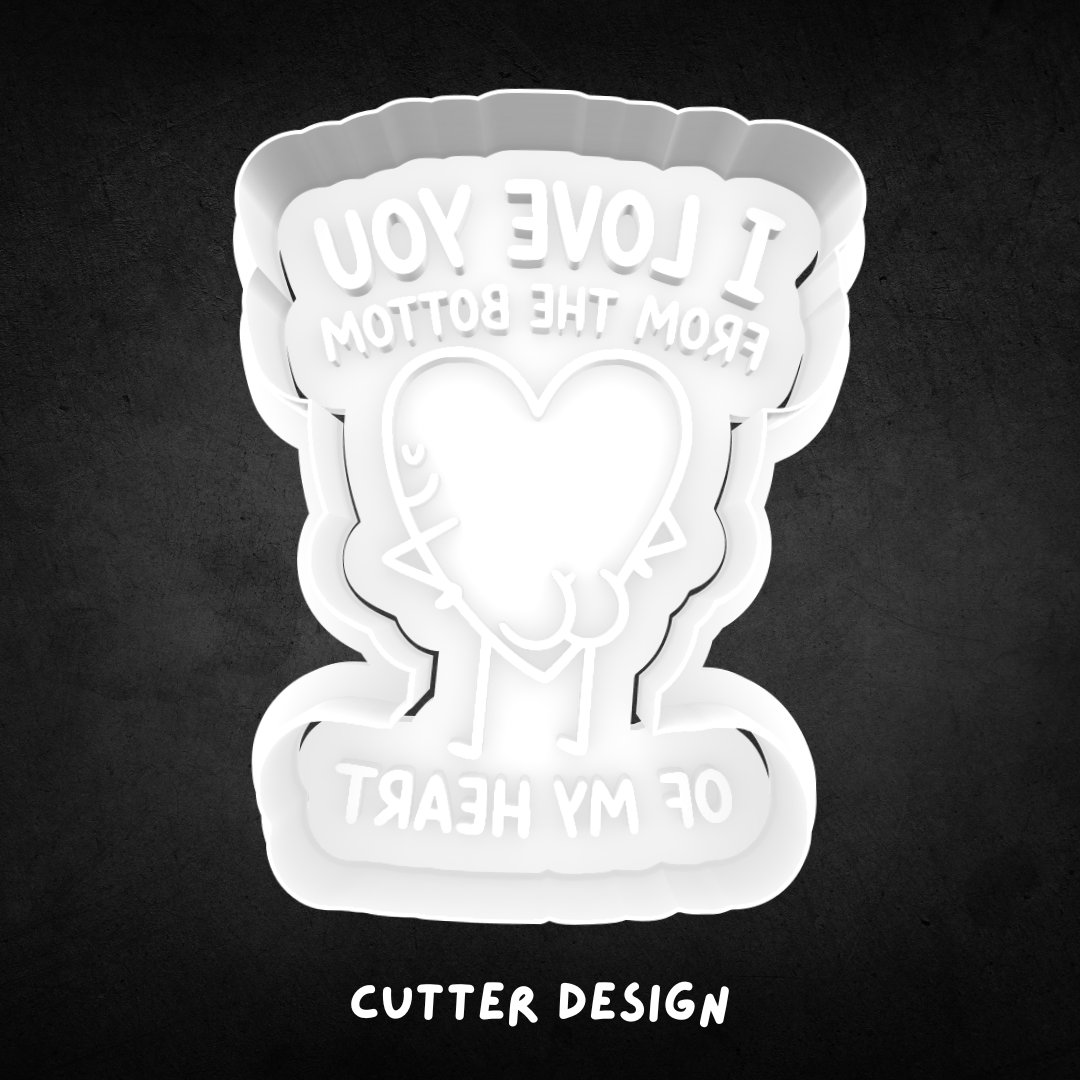 I Love You From The Bottom of My Heart Cookie Cutter and Stamp