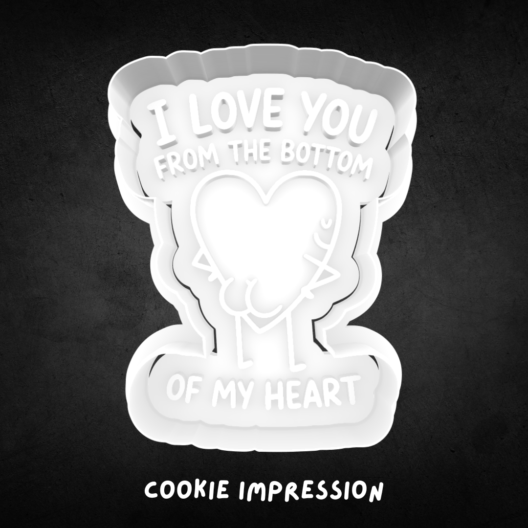 I Love You From The Bottom of My Heart Cookie Cutter and Stamp