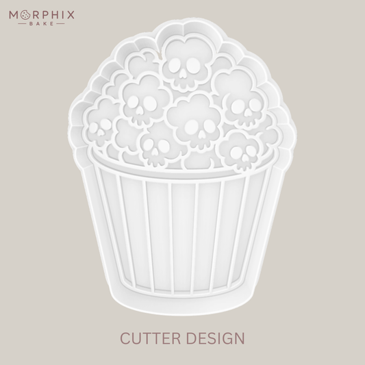 Spooky Popcorn Bucket Cookie Cutter and Stamp