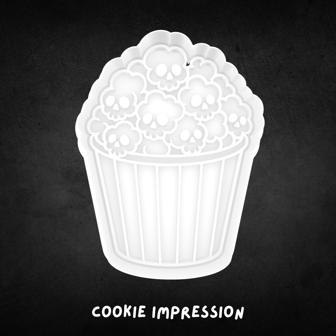 Halloween Skull Popcorn Cookie Cutter and Stamp