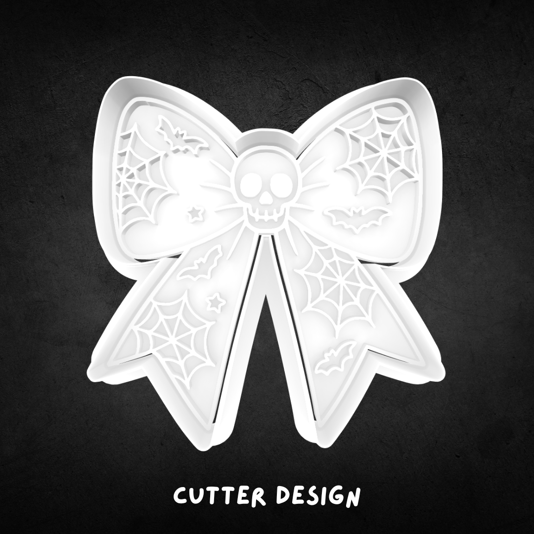 Spooky Skull Bow Cookie Cutter and Stamp