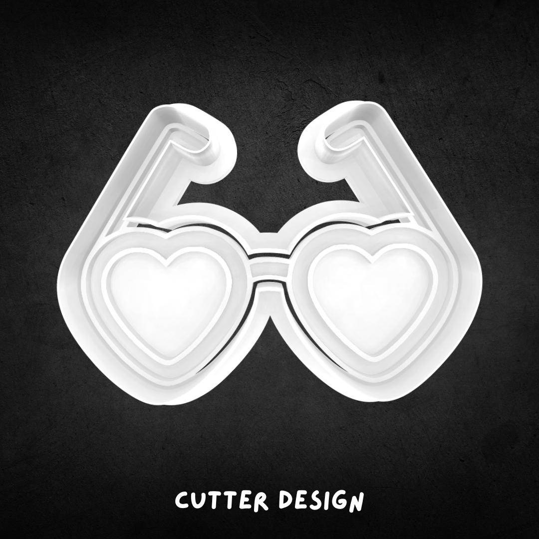 Love Heart Glasses Cookie Cutter and Stamp