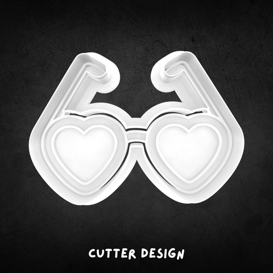 Love Heart Glasses Cookie Cutter and Stamp