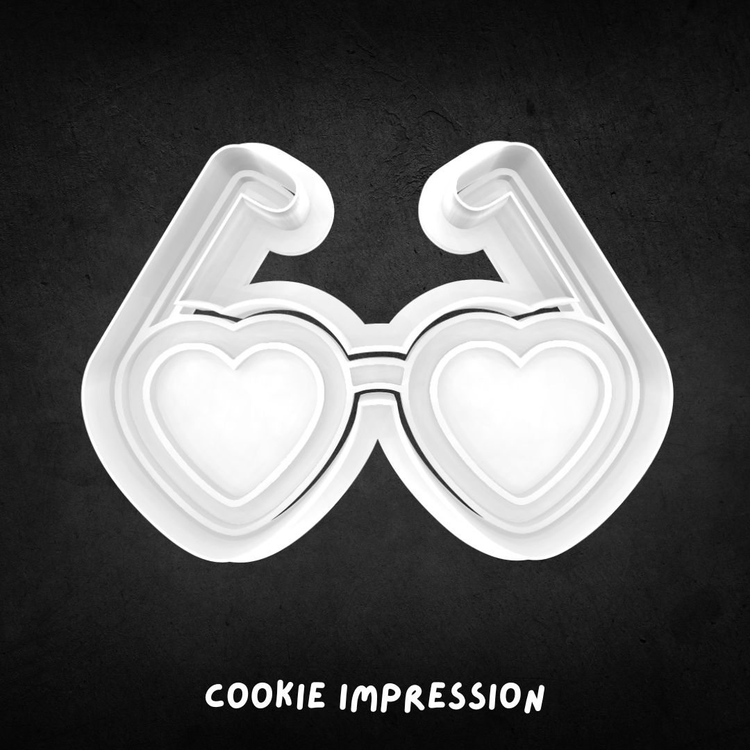 Love Heart Glasses Cookie Cutter and Stamp