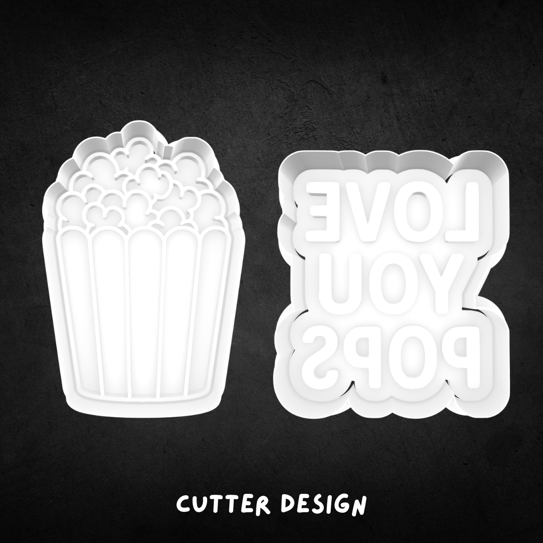 Fathers Day 'LOVE YOU POPS' (Set of 2) Cookie Cutter and Stamp