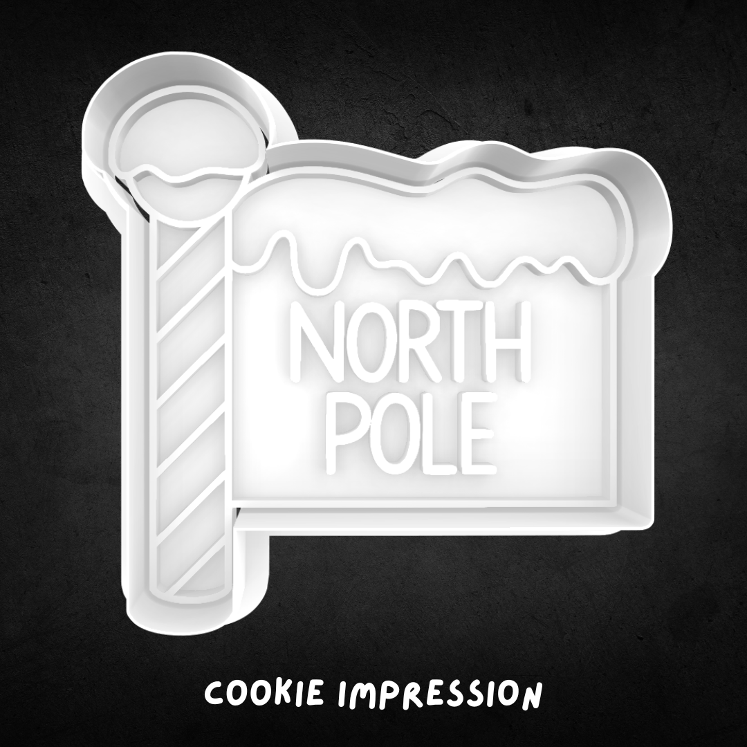 North Pole Sign Cookie Cutter and Stamp