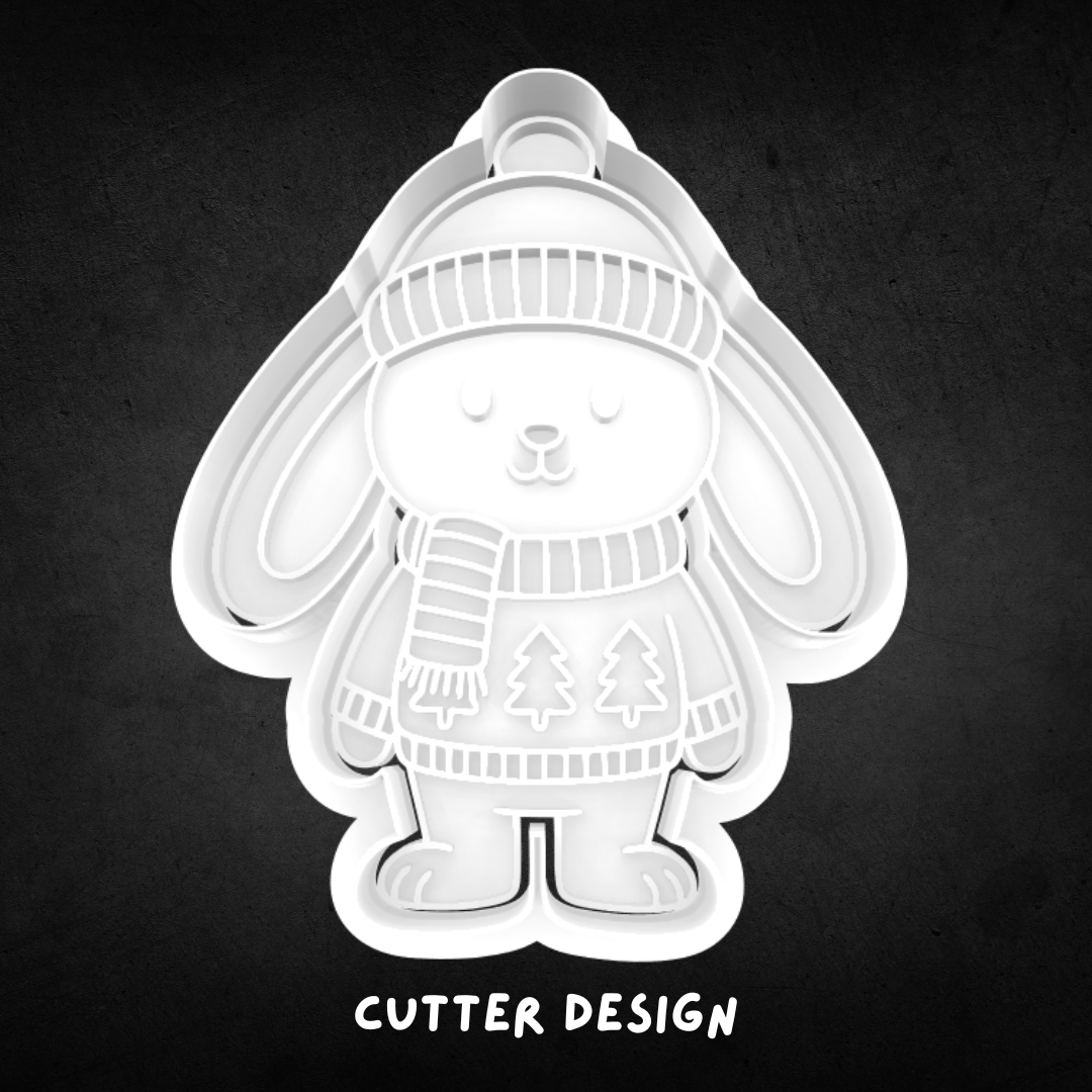 Festive Bunny Cookie Cutter and Stamp