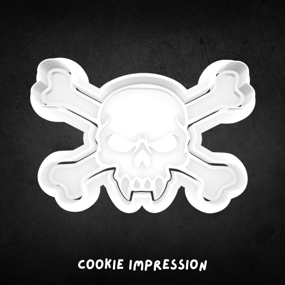 Halloween Skull and Crossbones 01 Cookie Cutter and Stamp